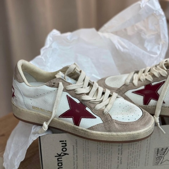 Golden Goose Ball Star Sneaker White Leather/Red/Pink sz 38 New in Box - Picture 1 of 13